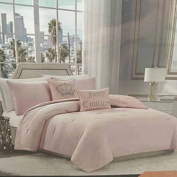Juicy Couture Home Rose' Collection Sequin Jacquard Designer Bed Set - Picture 2 of 8